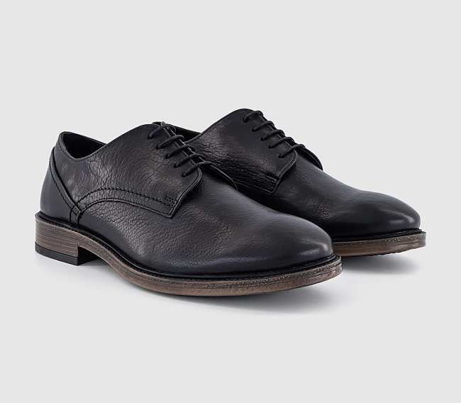 Casual Leather Derby Shoes Black Leather - 1