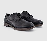 Casual Leather Derby Shoes Black Leather - 2