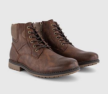 Rugged Lace Up Boots Brown