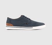 Perforated Lace Up Shoes Navy - 2