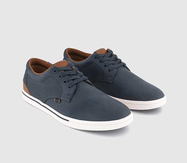 Perforated Lace Up Shoes Navy - 1