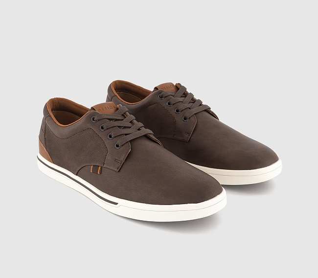 Perforated Lace Up Shoes Brown - 1