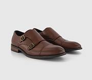 Double Strap Monk Shoes Brown - 1