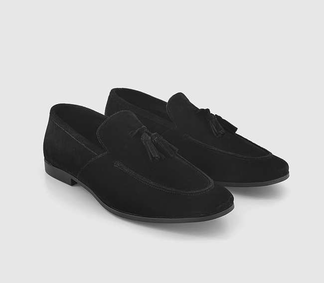 Tassel Loafers Black Suede - 1