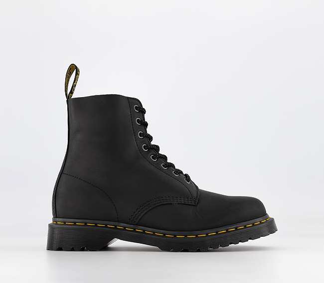 8 Eye Lace Boots Black Waxed Full Grain - 1