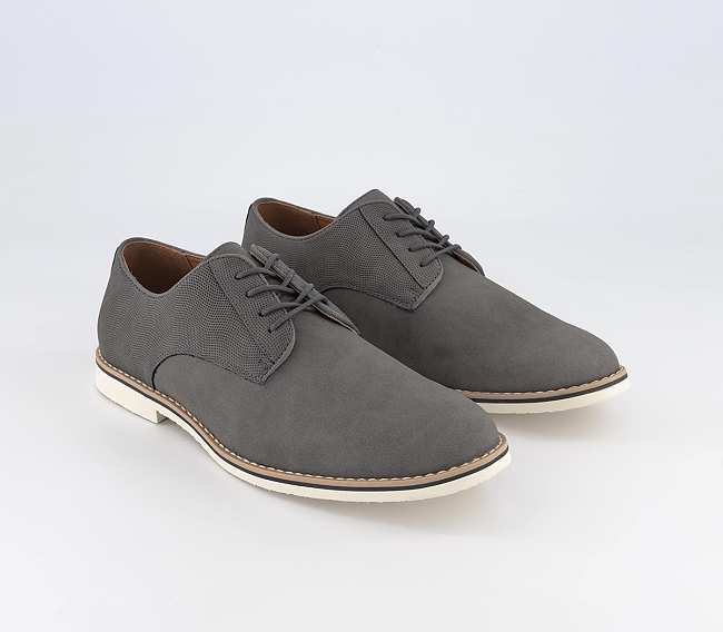 Cheadle 2 White Sole Embossed Back Derby Shoes Grey - 1