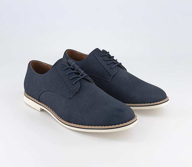 Cheadle 2 White Sole Embossed Back Derby Shoes Navy - 1