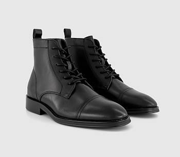 Laceup Toecap Boots Black Leather