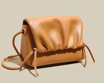 Leather Flap Wrinkle Shoulder Bag